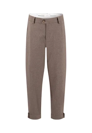 FYNCH-HATTON - PANTS BARREL WOOL MELANGE espresso - Gr. - 34