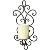 Ambiente Haus Wandkerzenhalter Wandleuchte - schwarz 36cm (1 St)