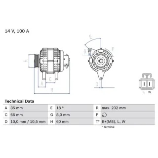 Bosch Lichtmaschine 100A Opel Combo Corsa Meriva 1,7
