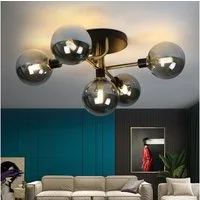 ZMH Deckenleuchte Retro Glas Kugel 5-flammig – G9 Deckenlampe Glas Wohnzimmerlampe, LED wechselbar, Warmweiß
