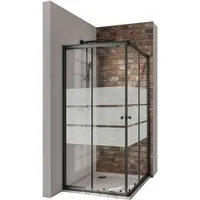 Schulte Eckdusche Sunny verstellbar 75-90 cm 180 cm Höhe, BxT: 90x90 cm, Sicherheitsglas, Schiebetüren Eckeinstieg Schwarz