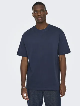 only & sons - T-Shirt - Fred blau - Gr. - XL