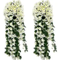 Kunstpflanze Künstlicher Hängender Glyzinien,Kunstblumen Veilchen Hgende Blumen, Agger, für Outdoor Heimdekoration Garten/Hof Schnur Blumendekoration