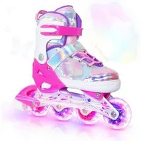 Nattork Inlineskates Kinder Inliner für Mädchen, 4 Größen verstellbar, Schmetterling Inline Rollschuhe (Größe M: 32-36 EU / 205-230 mm)