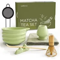 Lemontree Teeservice Matcha Set - 7-teiliges Matcha Tee Lebensmittelecht, Spülmaschinenfest, 1 Personen, Keramik, Matcha Zubehör Set Bambus Besen, Keramik Schale, Matcha Löffel & Sieb