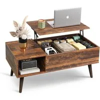 WLIVE Couchtisch höhenverstellbar mit Stauraum, Lift-Top Wohnzimmertisch 100×50×41-57cm (Packung, Lift-Top-Design), Holzoptik & Metallrahmen, für Wohnzimmer Büro