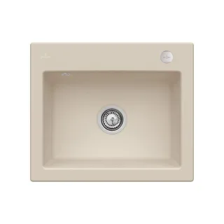 Villeroy und Boch Subway 60 S Einbauspüle 330902AM mit Ablaufgarnitur, Excenterbetätigung, 600 x 510 mm, almond CeramicPlus