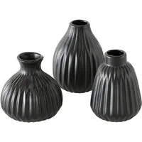 BOLTZE GRUPPE GmbH Dekovase Vase Esko Porzellan matt schwarz H 12 cm 3er Set