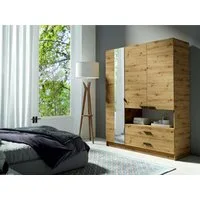 Home affaire Kleiderschrank LAREDO Wäscheschrank komplette Innenausstattung, Maße 158,3/200,5/55cm Garderobe mit offenem Fach, 3 Türen und 2 Schubladen, FSC