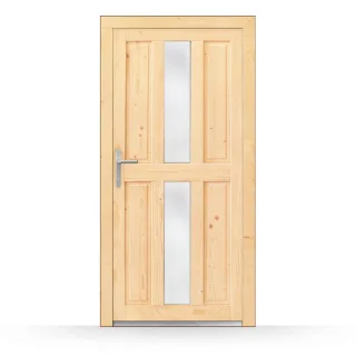 Garagentür Holz, Modell Ulm, Naturholz unbehandelt, 980 x 1980 mm, DIN links nach innen öffnend, individuell konfigurieren