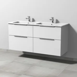 Sanipa 3way Waschtischunterbau zu Duravit ME by Starck Waschtisch mit 4 Auszügen, Weiß-Soft UM72843