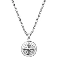 True Rebels Edelstahlkette Kompass silber