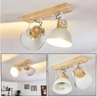 hofstein Deckenleuchte »Cotes« Deckenlampe aus Metall/Holz in weiß/braun, ohne Leuchtmittel, mit verstellbaren Strahlern, 2xE27, Spot im Retro/Vintage Design