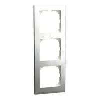 Decor-Rahmen dreifach mit Montagerichtung horizontal und vertikal, aus Kunststoff, glänzend edelstahl, Retail