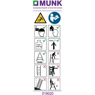 Munk Hinweis-Aufkleber für Stehleitern beidseitig begehbar - 019140
