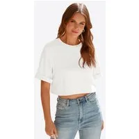 Imily Bela T-Shirt Damen bauchfreie Kurzbluse (Packung, 1-tlg., 1per-Pack) krempelbar