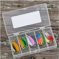 BernhStein Kunstköder Spoon Set Einzelhaken 10 tlg. Box für Barsch, Forelle 2,5g/ 3,5g/ 5g