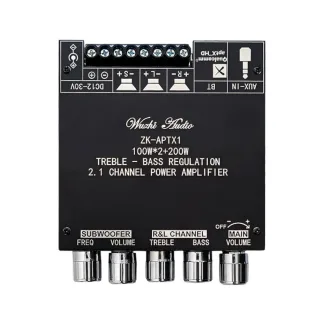 ZK-APTX1 2.1 Channel Bluetooth Amplifier Board 100Wx2+200W Subwoofer Theater HiFi Stereo Equalizer Power Amplifier Board