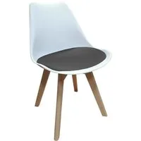 HTI-Living Esszimmerstuhl Stuhl Atlanta Weiß, Velvet Grau (Set, 1 St), Esszimmerstuhl Kunststoffschale Samtbezug Holzfüße