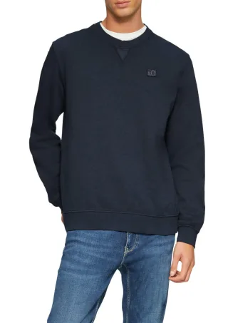 s.Oliver Red Label - Crewneck-Sweatshirt mit Logo-Detail blau - Gr. - XL