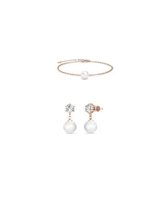 Pauline Kristall Perlen Set - Rose Gold und Kristall