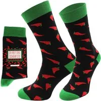 Chili Lifestyle Freizeitsocken CHILI Lustige Socken mit Spruch Banderole als Geschenksocken (Paar, 1-Paar, Mit Spruchbanderole) Weichbund ohne Gummidruck