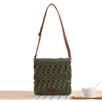 Bwecuy Strandtasche Stroh-Umhängetasche für Damen, Sommer-Strandtasche, Boho-Handarbeit, handgefertigte Schultertasche aus Flechtwerk für Urlaub und Reisen