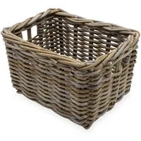 Spetebo Aufbewahrungskorb Rattan Aufbewahrungkorb rechteckig shabby grau (Anzahl, 1 St., Stück), mit 2 Griffen