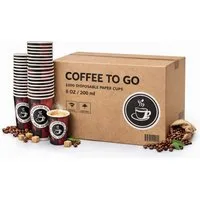 PACKEO Coffee-to-go-Becher Kaffeebecher To Go 200 ml (8 oz), Pappbecher für Heißgetränke, 500-tlg., Braun/Schwarz