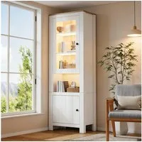 Merax Standvitrine Glasvitrine Hochschrank mit LED-Beleuchtung (1-St) Vitrine Wohnzimmerschrank mit 2 Türen und 6 Einlegeböden, 70x40x188cm