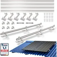 SolarMars Solarmodul-Halterung Solarpanel Halterung für Ziegeldach Balkonkraftwerk, (Komplettset Halterung Solarmodul für 28-46mm dicke Module, Solar Halterung mit Photovoltaik Dachhaken für 4 PV-Module)