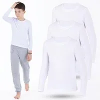 LOREZA Langarmshirt 3er Pack Weiss Jungen Mädchen Langarmshirts Unterhemden Body Shirt (Set, 3-tlg., 3er-Pack)