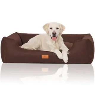 Knuffelwuff Hundebett Lotte aus Velours mit feinem Handwebcharakter braun XXL