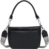 ITALYSHOP24 Schultertasche Damen Crossbody Umhängetasche Hobo Bag Brusttasche Crossover Freizeit (Tasche mit einem breitem Muster Stoffgurt/Umhängeband), Bodybag Schmucktasche Muster Taschengurt Clutch Reise Leder Optik