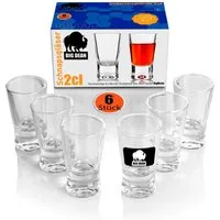 BigDean Schnapsglas 2cl in Geschenkbox – hochwertige Shotgläser lebensmittelecht, 6-tlg., Glas, Robustes Glas, Langlebige Qualität, Elegante Form, Vielseitig.
