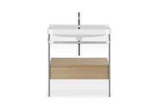 Duravit Happy D.2 Plus c-shaped Set mit Metallkonsole und Schubkasten Mediterrane Eiche Matt 775x490 HP4842O7171