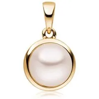 Materia Perlenanhänger Damen Gelbgold mit Süßwasserzuchtperle weiß Ø8mm GKA-7, Gelbgold 333