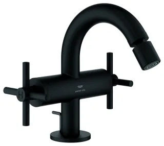 GROHE 2-Griff-Bidetbatterie Atrio 24353, Kreuz-Griff phantom black, 24353KF0 24353KF0