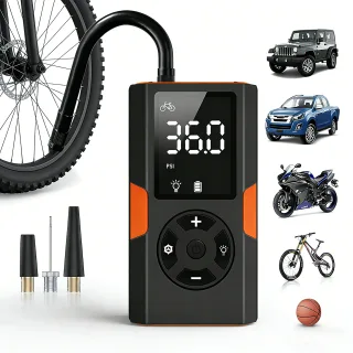 [EU Direct] UNITPACKPOWER MQ01 Portable Tire Inflator, 150PSI Cordless Air Compressor with 4000mAh Battery, 4 Inflation