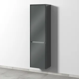 Sanipa Twiga Hochschrank mit LED-Beleuchtung, 1 Tür und 1 Wäschekorbklappe, Weiß-Glanz, SY11378 SY11378