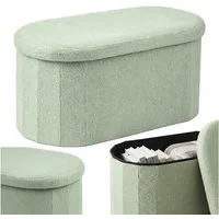 relaxdays Sitztruhe Sitzbank aus Teddystoff (1-St), Salbei