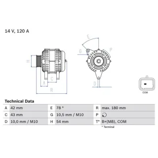 Bosch Lichtmaschine 120A Citroen Opel Peugeot 0986083800