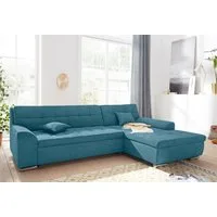 DOMO collection Ecksofa Aversa, moderne Steppung, geschwungene Armlehnen, Breite 267cm, L-Form, wahlweise mit Bettfunktion