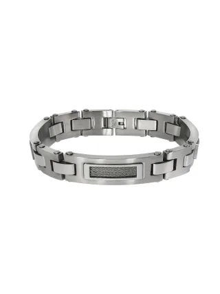 Zeeme Stainless Steel Armband Edelstahl poliert matt mit Stahlseil 21,5cm lang