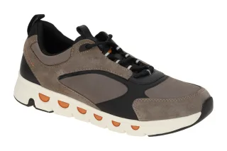 Geox U46HRA Herren Sneakers taupe grau/schwarz, leicht flexibel, Atmungsaktiv