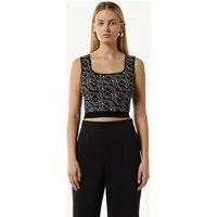 comma Rundhalspullover Strickpullunder Kurzes Feinstricktop mit grafischem Muster