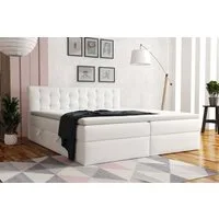 Fun Möbel Boxbett Schlafzimmerbett DIAGO in Kunstleder "Soft" Weiß (inkl. Bettkasten, 1-St., inkl. Kaltschaumtopper), Gepolstertes Kopfteil
