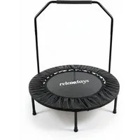 relaxdays Fitnesstrampolin Trampolin mit Haltestange Ø 102 cm, schwarz, 102 cm