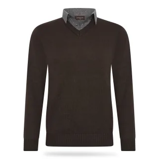 Cappuccino Italia Mock Pullover für Herren. Der Mock Pullover besteht aus 50% Baumwolle und 50% Acryl und hat eine normale Passform. Der Pullover hat einen Hemdkragen, der an den Pullover angenäht ist. Marke: Cappuccino ItaliaModellname: Mock Pullove