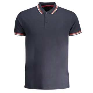 Cavalli Class Polohemd mit Kontrastkragen und tonalem Logo in Marineblau